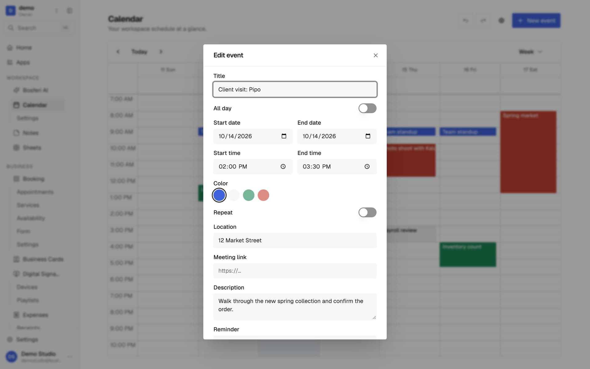 Create an event