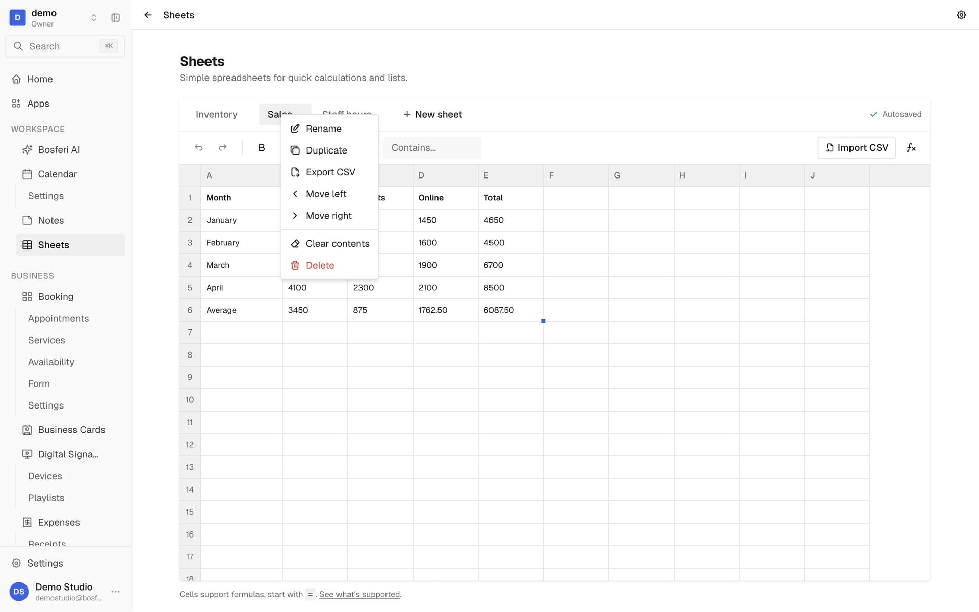 Import or export CSV
